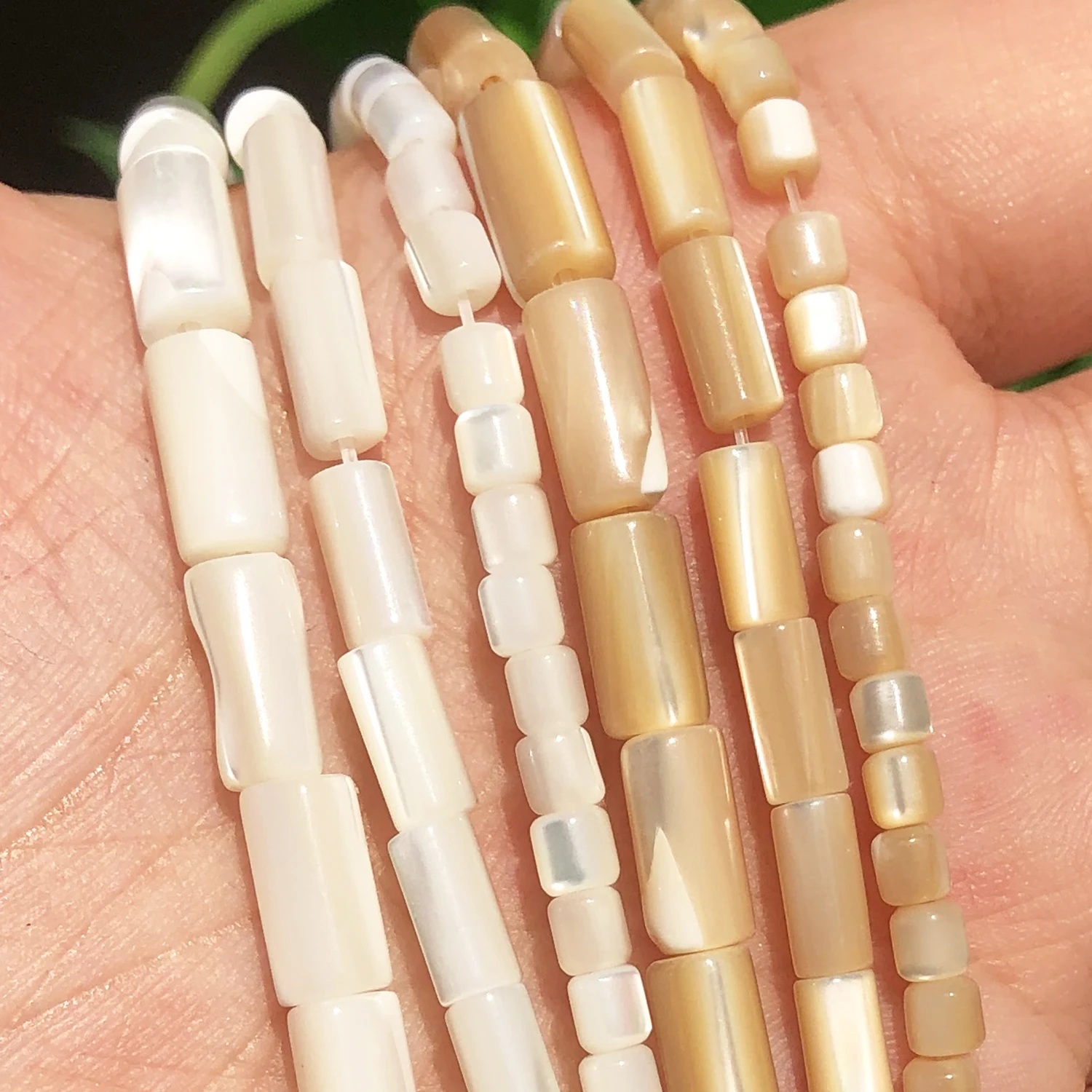 Natural Mother Of Pearl Mop Shell Beads Column White Beige Spacer Beads for Jewelry Making DIY Bracelet Ear Studs Accessories