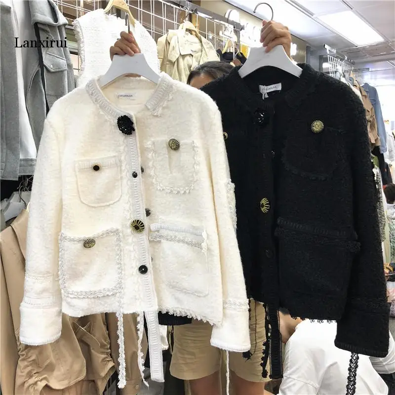 

Spring Winter New Arrivals O-neck Full Sleeve Solid Pattern Pockets Button Women Casual Loose Cotton Coat