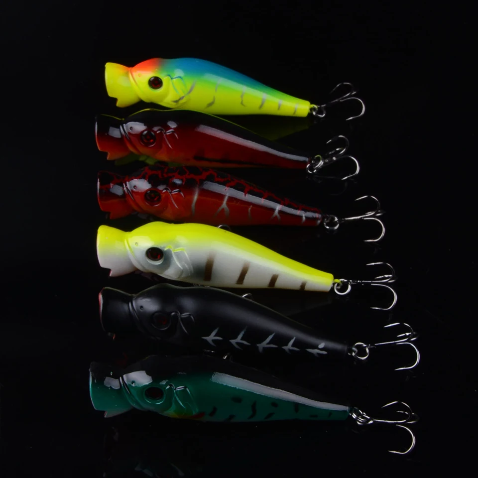 

6Pcs 8.5cm 11g Popper Fishing Lure Hard Artificial Bait Topwater with 2 Treble Hooks Carp Fishing Lures Wobbler Crankbait Pesca