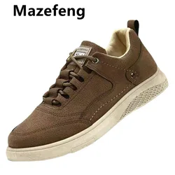 Mazefeng Men Shoes Summer Brand Fashion Men Casual Shoes Lightweight Breathable Men Sneakers Lace Up Brown Khaki Tenis Man Shoes