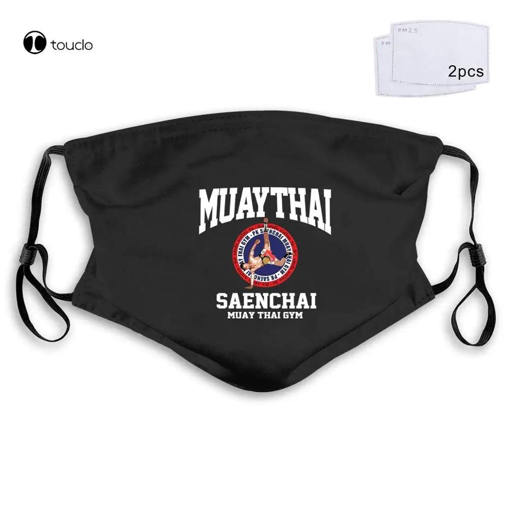 Lumpinee Pk Saenchai Muay Thai Boxing Gym Tailandia Cartwheel Kick Logo máscara facial filtro de bolsillo paño reutilizable lavable