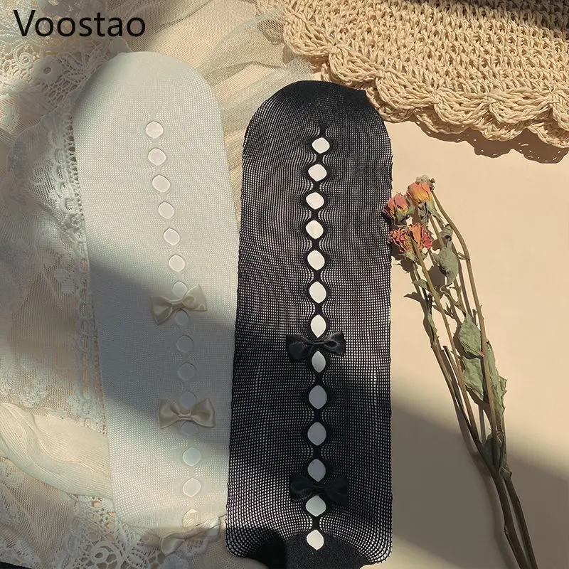 女の子のための日本のロリータスタイルのタイツ,柔らかいリボン付きのかわいいレースのストッキング,カワイイスタイル,原宿jk