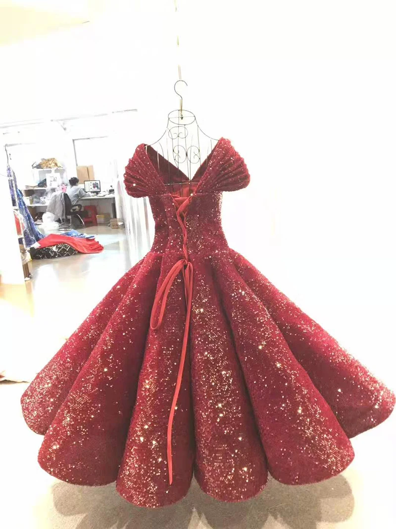 J66567 jancember formal dress for 2020 v neck sleeveless ribbons sequined lace red evening dresses short платья женские вечерние