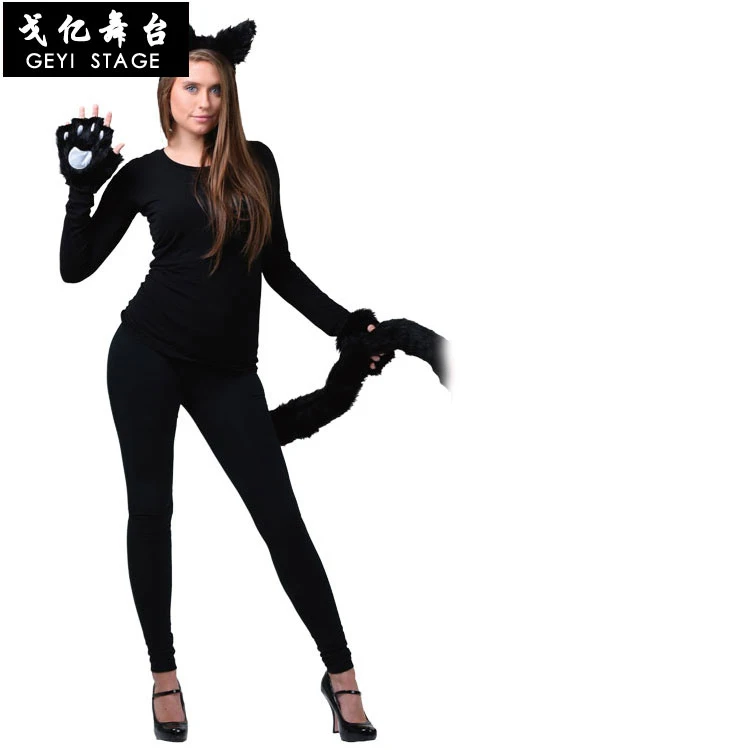 Animal Costumes Props Accessories Halloween Party Cosplay Costumes Black Cat Cheetah Mouse Lion Dog Suit Headgear Tails