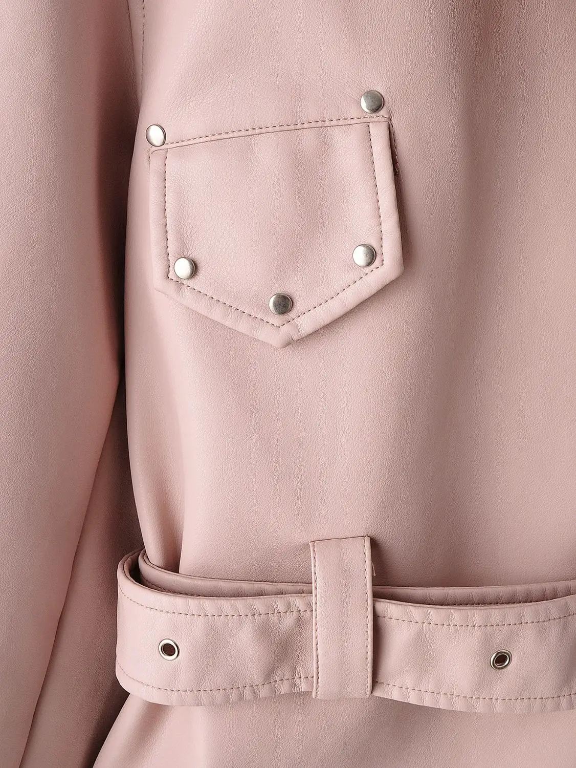 2022 marke Herbst Frauen Faux Leder Jacke Beiläufige Lose Weichen Pu Motorrad Punk Leder Mantel Weibliche Zipper Niet Oberbekleidung Gürtel