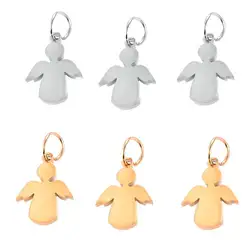 10Pcs/Lot High Quality Polished Stainless Steel Cute Angel Pendant Charms Suitable for Bracelet Necklace DIY Jewelry Making