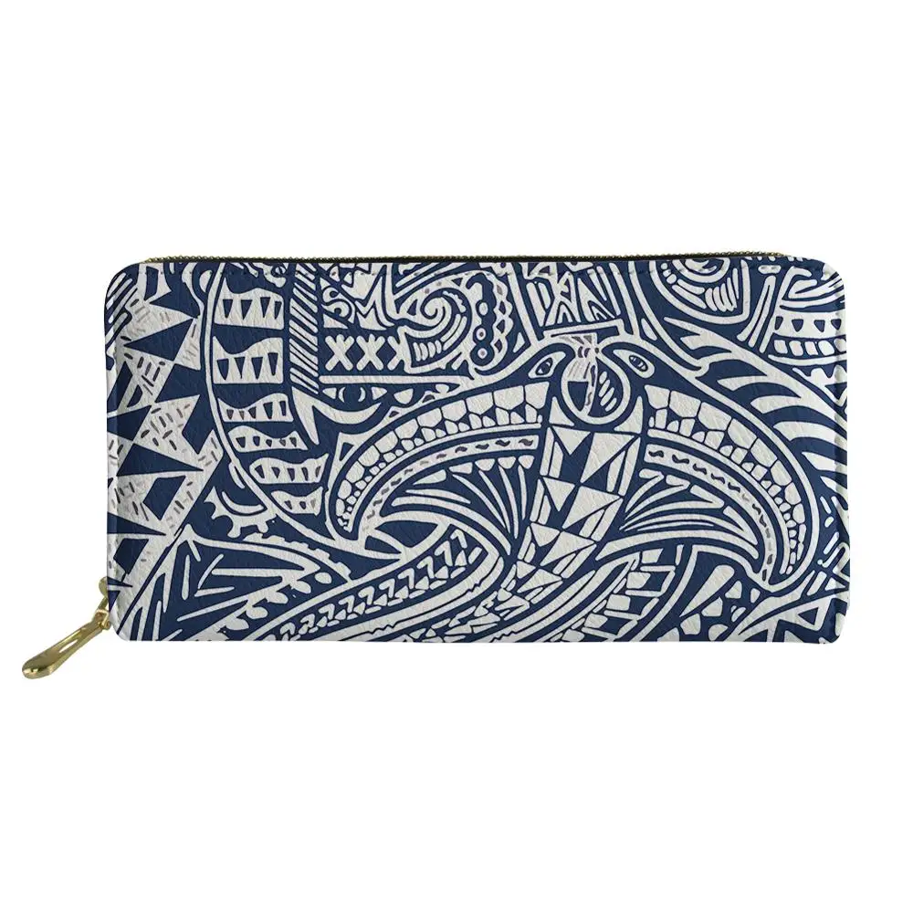 

Luxury Leather Wallet Fashion Women Purses Polynesian Tribal Printing Ms Clutch Female Card Holder Phone Bag Ladies Money Bags