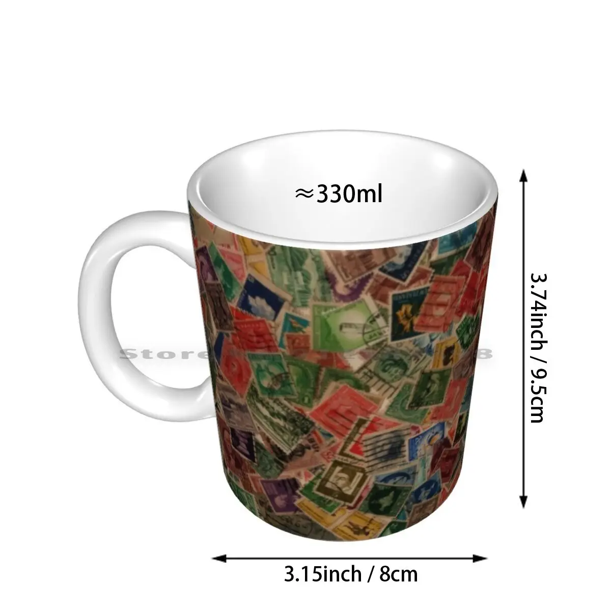 Vintage Postage Stamps Collection Ceramic Mugs Coffee Cups Milk Tea Mug Postage Stamps World Stamps Stamp Collecting Mail