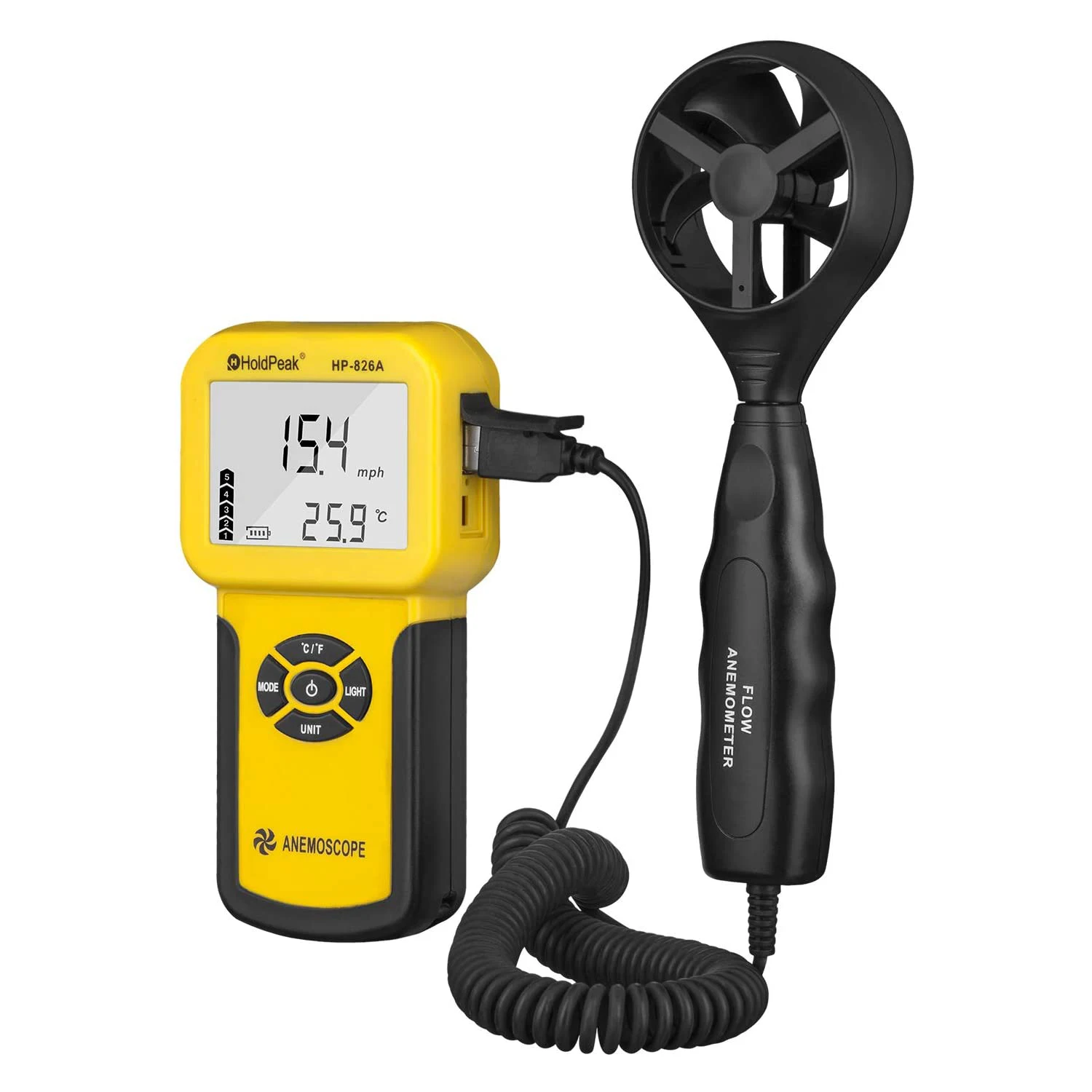 0.3~30m/s Wind Speed Sensor HoldPeak HP-826A Digital Anemometer Air Volume Measure Instrument  Handheld Tester