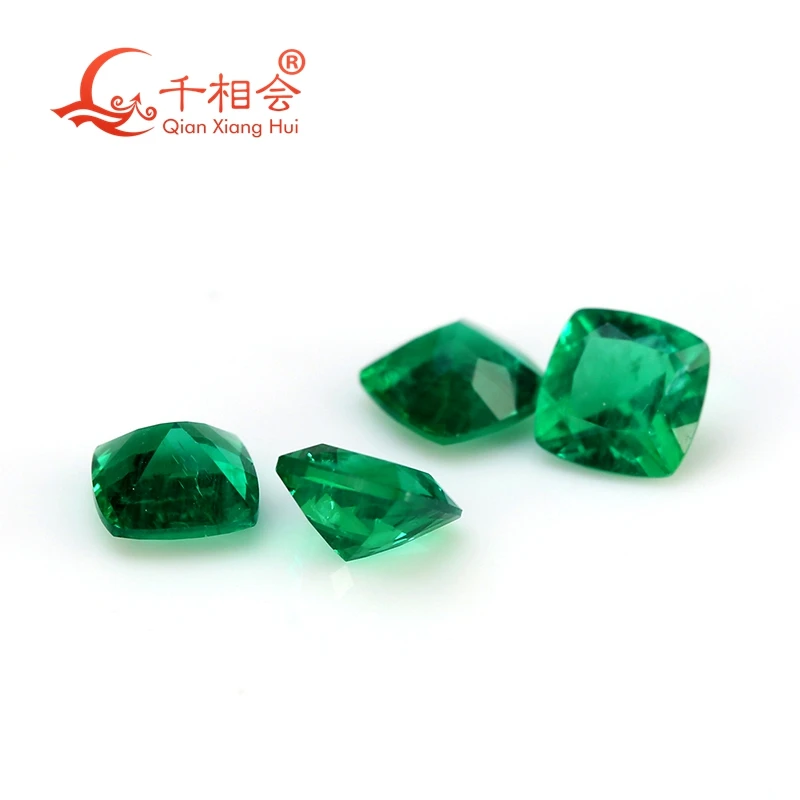 

4MM Cushion Shape Green Created Hydrothermal Muzo Emerald Loose Gemstone with Minor Cracks And Inclusions