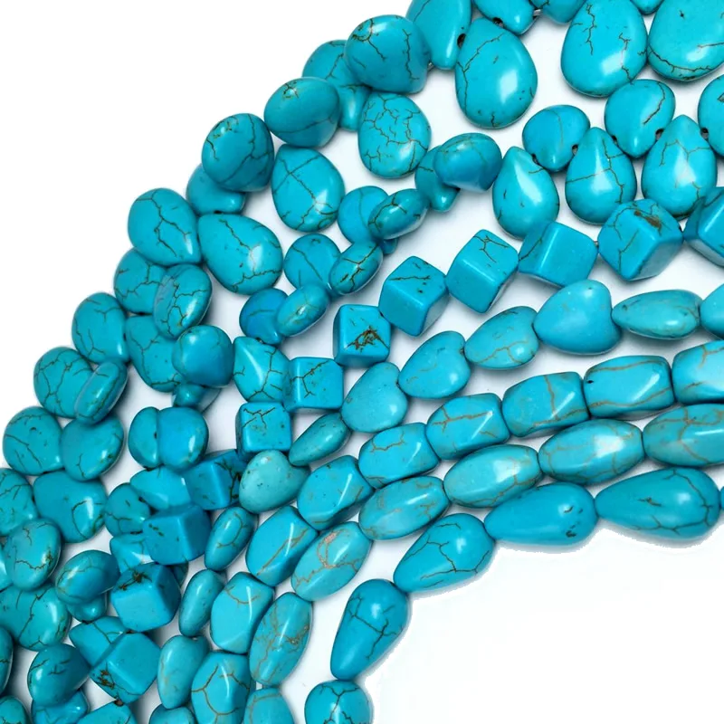 Drop shape square shape oval shape Horizontal hole pendant Natural Turquoises Loose Seed Beads For Jewelry Making DIY