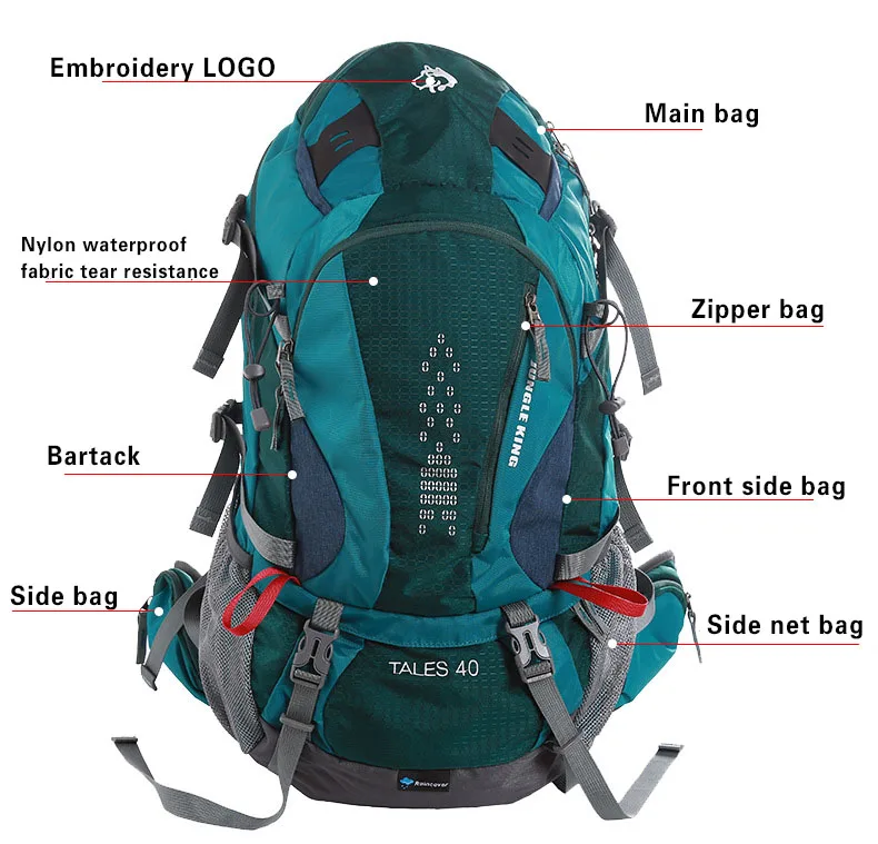 Imagem -05 - Mochila de Caminhada Impermeável Jungle King Bolsa Multifuncional de Acampamento Cy1123 40l Mais Recente 2023