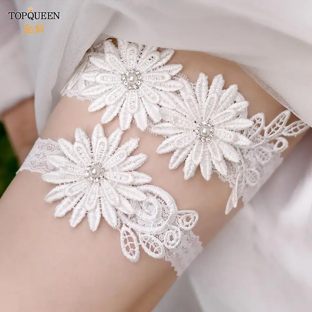 TOPQUEEN TH36 37 Fahion Soft Sexy Women Girl Lace Pearl Floral  Wedding Party Bridal Lingerie Cosplay Leg Garter Belt Suspender