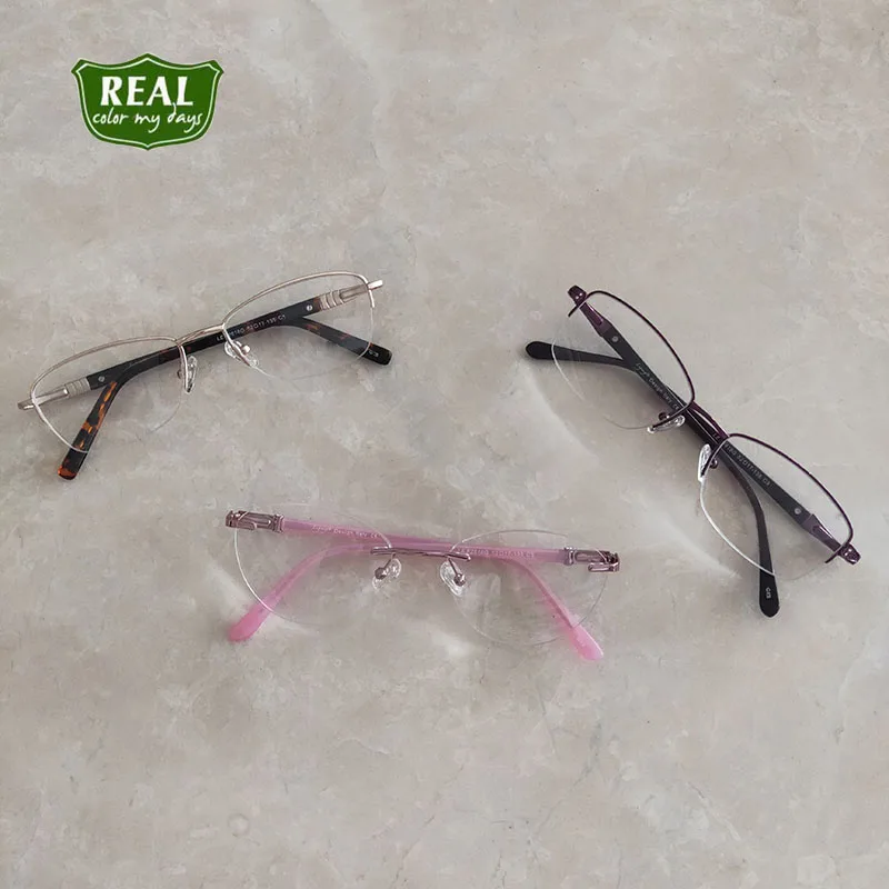 

REAL High Quality Vintage Women Style Metal Glasses Frame Half-Rim Clear Lens Eyeglasses