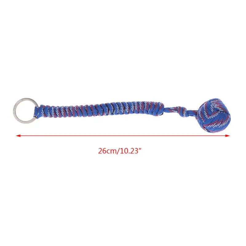 Outdoor Security Protection Black Monkey Fist Steel Ball Bearing Lanyard Survival Key Chain 8 Colors