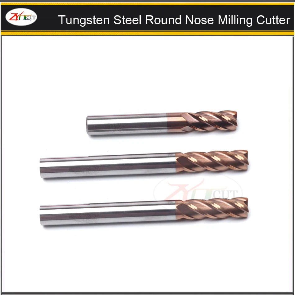 HRC55 R Milling cutter 1/2/3/4/6/8/10/12/16 R0.2/R0.3/R0.5/R1 Four-edge high hardness tungsten steel round nose milling cutter