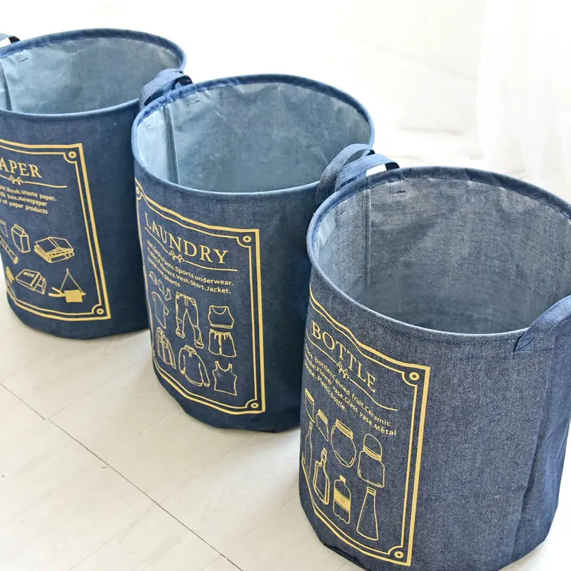 Large Cotton Dirty Clothes Bucket Home Finishing Storage Floor Basket Storage Laundry Basket Folding Hamper Baskett Discount