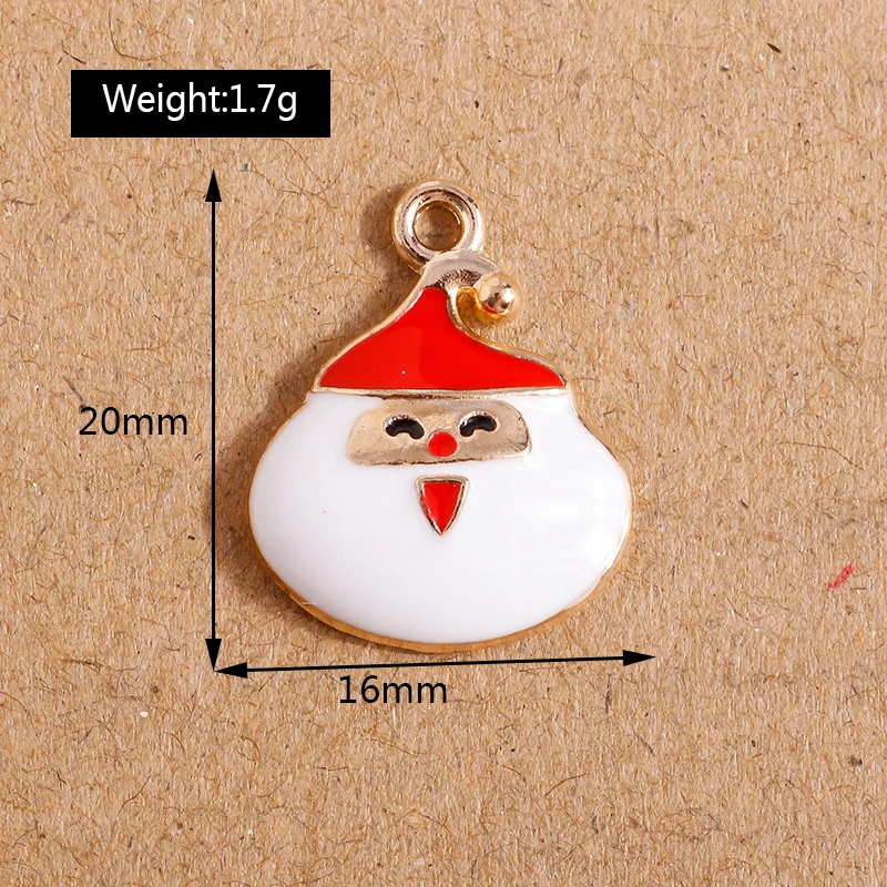 10 Stück Mix süße Emaille-Weihnachtsanhänger für die Schmuckherstellung, Weihnachtsbaum, Hirschglocke, Charms-Anhänger für Halsketten, Ohrringe, Geschenke – Detail 4