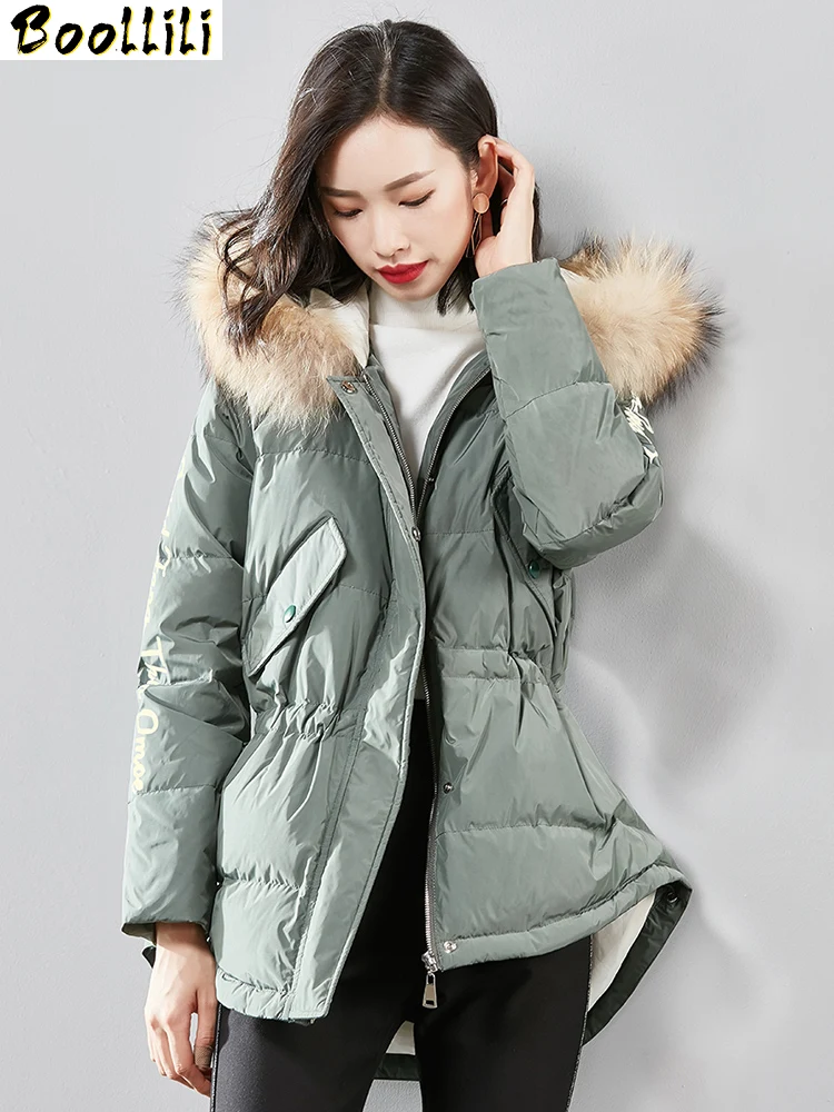 

White Duck Boollili Down Jacket Women Clothes 2023 Winter Coat Women Big Fur Collar Hooded Korean Puffer Jacket Women