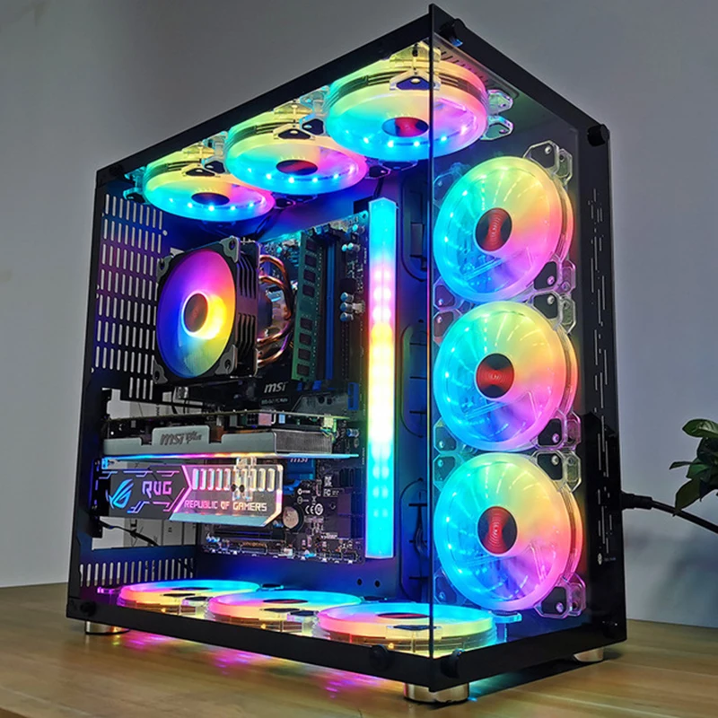 

RGB Case Fans 120mm Ultra-Quiet RGB Chassis Cooling Fans with Remote Controller Speed Adjustable Colorful Cooler GK99