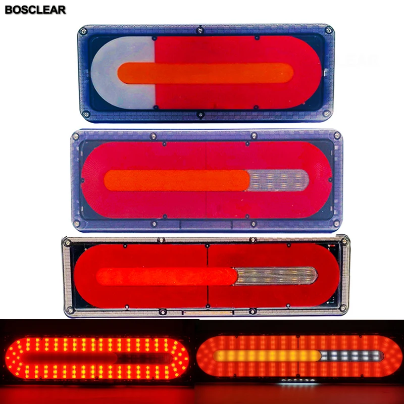 

2PC 12/24V LED Rear Tail Lights Stop Reverse For Lorry Trucks Trailer Warning Light Waterproof Flowing Signal Light Traffic Lamp