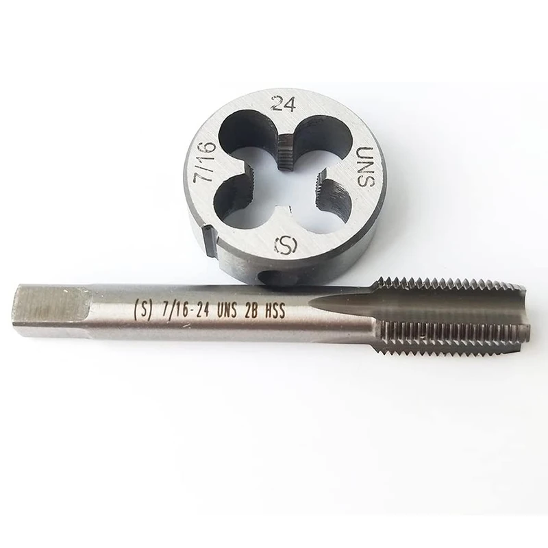 7/16-24 HSS Tap And Die Set UNS filettatura macchina Tap e UNS filettatura tonda Die mano destra
