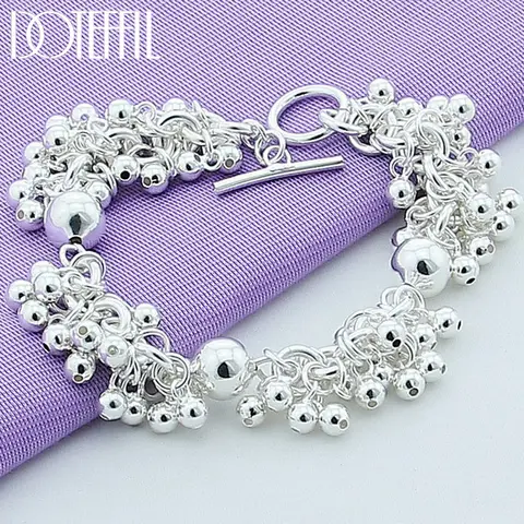 Silver Grape Beads Charm Bracelet Jewelry Women Wedding Gift DOTEFFIL