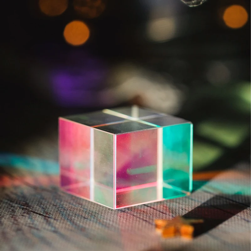 20*20*17mm Glass Cube Light Prism Photo Ornaments 7 Color Crystal Dichroic Prisma RGB Girlfriend Gift Rectangle Optical Prisme