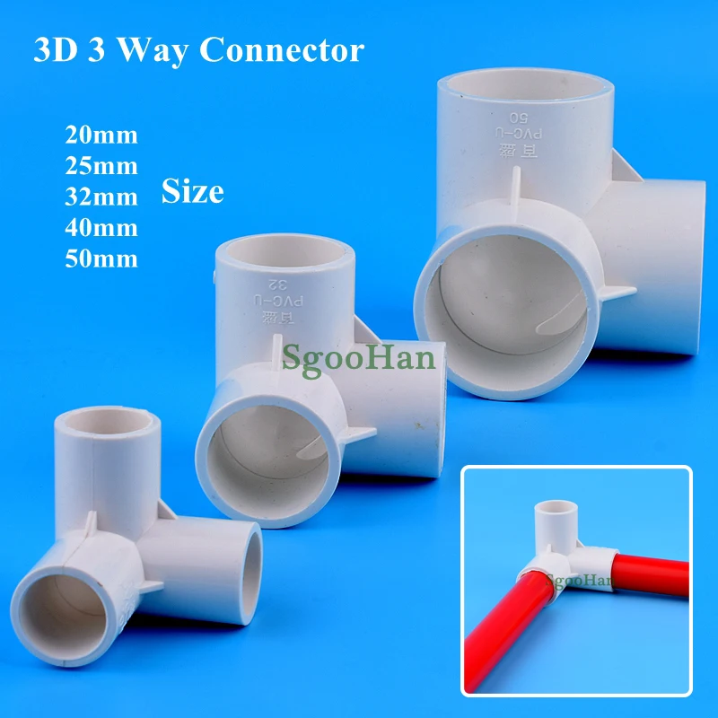 50pcs ID 20~50mm PVC Connectors Aquarium Fish Tank 3-Way Connector Irrigation System Garden Water Connectors UPVC Pipe Joints