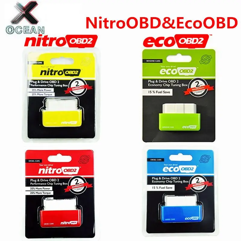 Double board Eco OBD2 & Nitro OBD2 Gasoline Plug &Drive Performance For Benzine Eco OBD2 ECU Chip Tuning Box up to 15% Fuel Save