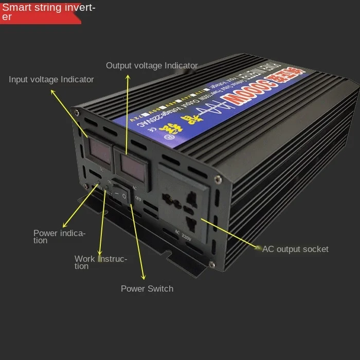 3000W Solar Inverter Pure Sine Wave Voltage Converter Smart String Car Power Inverter 12V 24V 48V To 220V