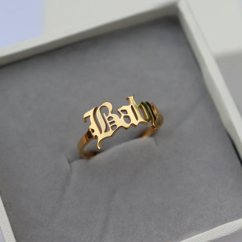 Anelli per bambini regolabili per ragazze gioielli in acciaio inossidabile vecchi anelli con lettere inglesi oro argento colore Bague Femme regalo