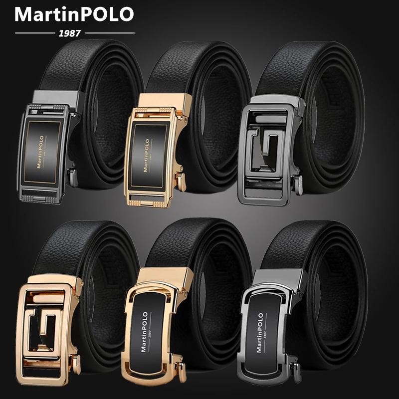 MartinPOLO Genuine leather Belt Men Luxury Brand Designer fashion Top Quality Belts for Men Strap Male Metal Automatic Buckle