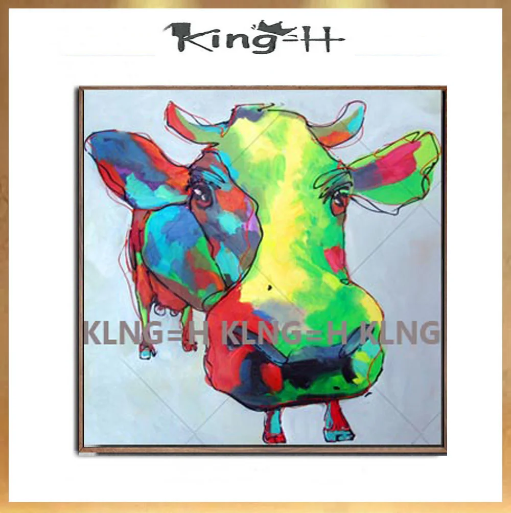 Hand Painted Abstract Animals Oil Painting on Canvas Handmade Wall Artwork Knife Palette Cow Home Decor Decor Canvas Paintings