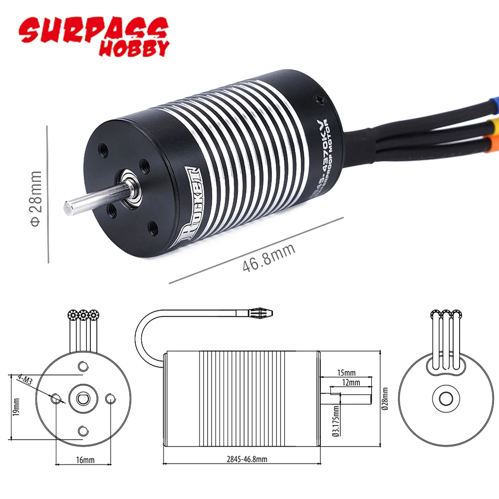 Surpass Hobby Rocket 2845 4-słup bezszczotkowy silnik wodoodporny 45A/60A/80A ESC dla 1/12 1/10 RC samochodu WLtoys 10428 12428 P601 HSP zabawki