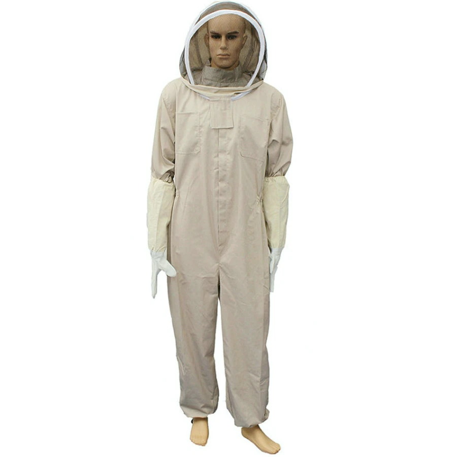 Professional Ventilated Full Body Beekeeping Bee Keeping Suit w/ Leather Gloves