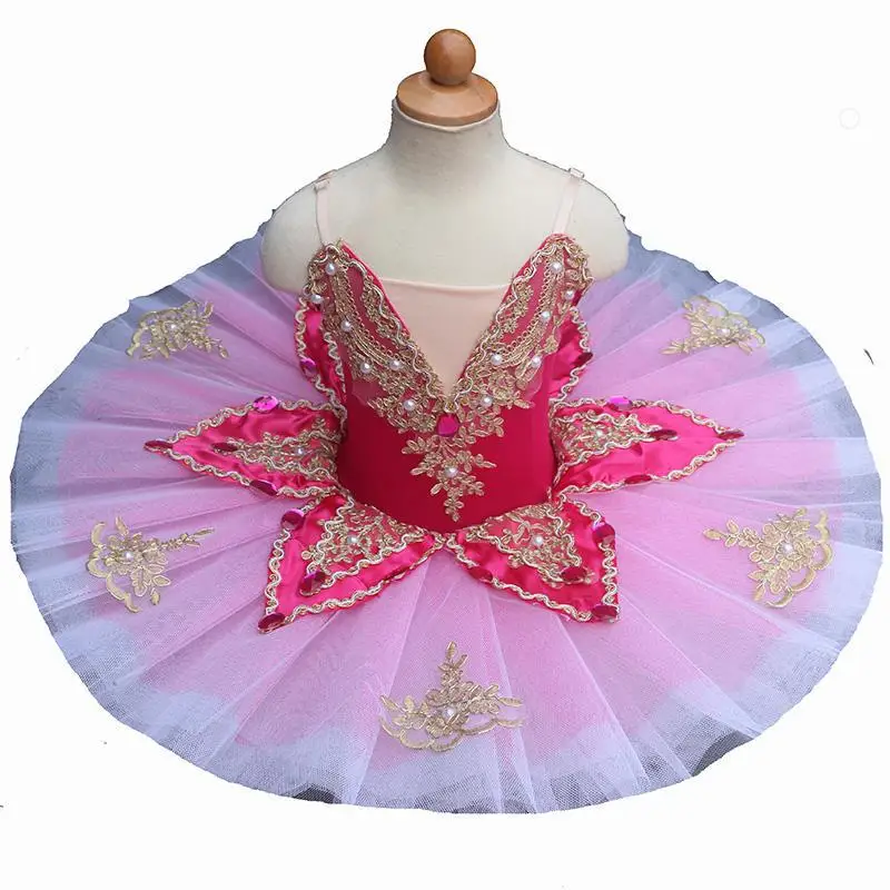 Robe de Ballet professionnelle Tutu pour enfants, filles, femmes, adulte, crêpes, cygne, Costume de ballerine, Tutu de danse, Rose