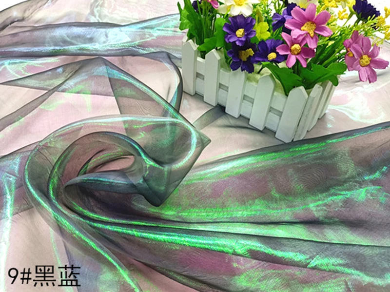 Iridescent Sheer Organza Fabric Glass Yarn Gauze Fabric for Dress,Tutu,Wedding,Decor,Black,White,Pink,Blue,Green,by the meter