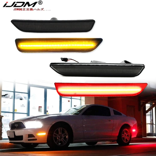 IJDM-lámparas de posición lateral delantera y trasera para coche, color ámbar/blanco y rojo, para Ford Mustang 2010-2018, guardabarros LED para parachoques delantero/intermitente de marcador lateral