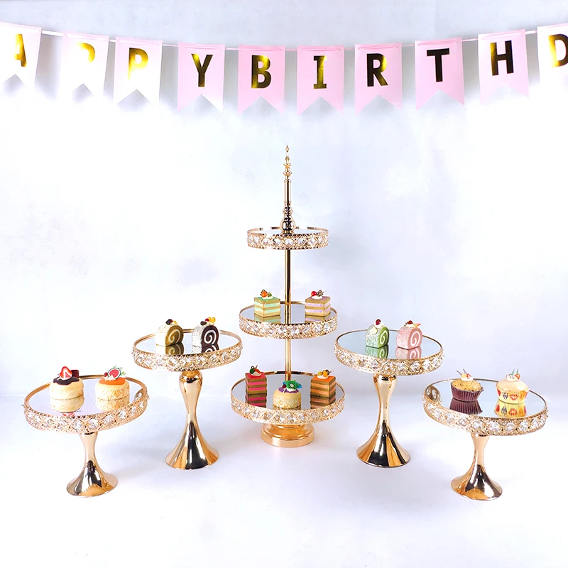 

hot gold 4-6pcs electroplate Wedding cake stand set Stand Dessert Birthday Party Dessert Cupcake Plate Rack