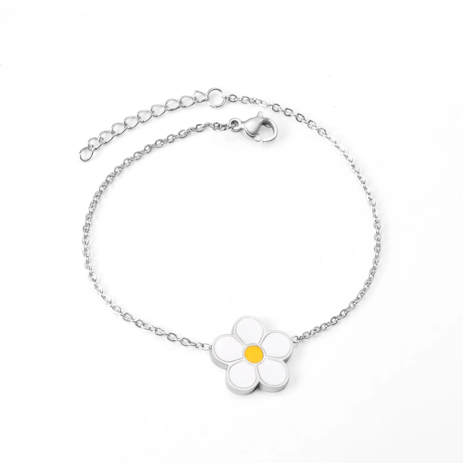 LUXUSTEEL Friendship Bracelet Collier Female New Fashion Flower Bracelets Bangles Golden Silver Color Link Chain Accessories