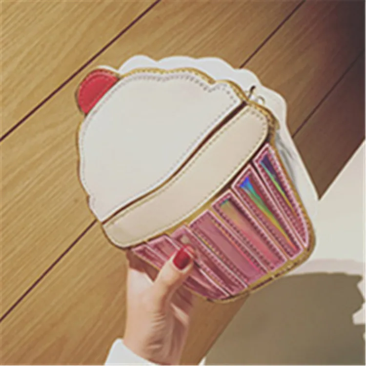 Creative Style Woman Hamburger Ice Cream shoulder bags Cupcake PU Chains Bags Cute Hamburger Popcorn Fries 3D Messenger Bags