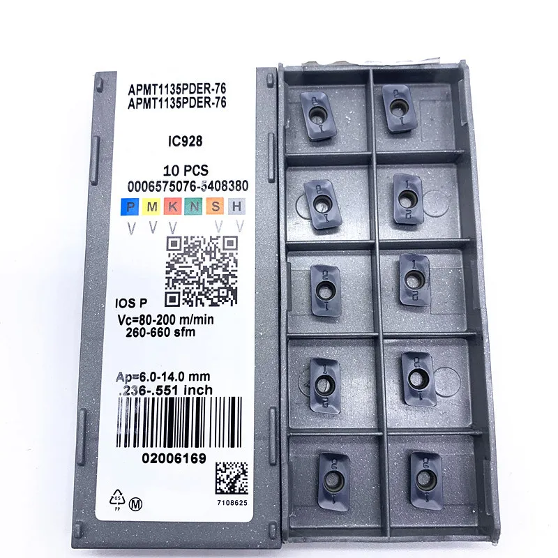 10Pcs APMT1135 PDER 76 IC928 APMT 1135คาร์ไบด์แทรกเครื่องมือ CNC ตัดเครื่องตัด