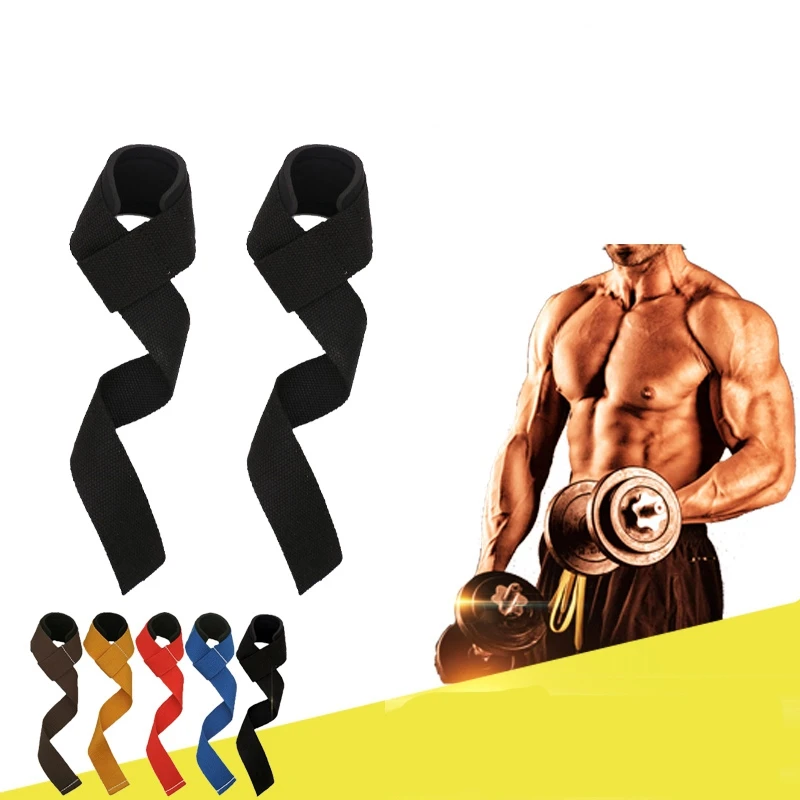 1 Pair Weightlifting Hand Pad Wrist Wraps Straps Gloves Men Gym Support Lifting Grip Belt Training Fitness Weight Bodybuilding