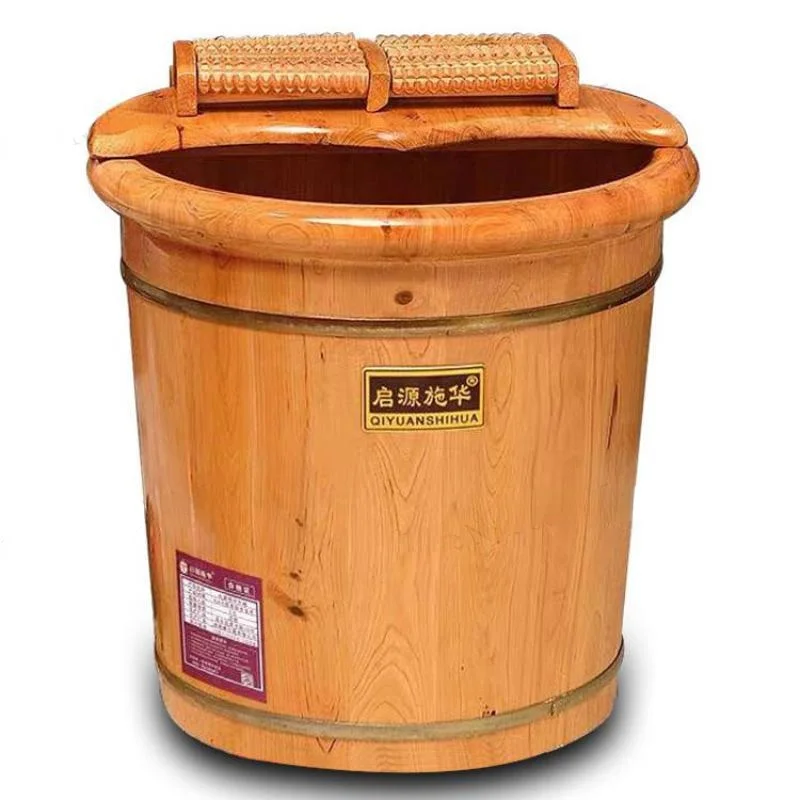 Cypress foot bath barrel home solid wood foot bath barrel over small feet wooden footbath tub height 40cm trumpet female