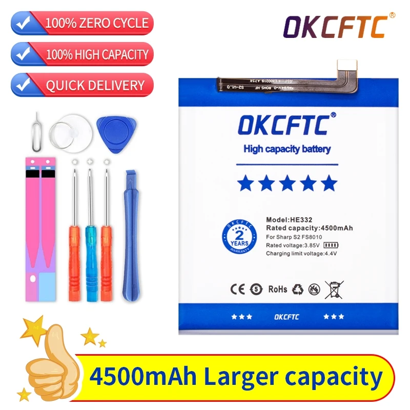 Original 4500mAh HE332 Replacement Battery For Sharp S2 fs8010 Aquos S2 FS8018 S3 Mini S3mini Mobile Phone Batteries Accumulator