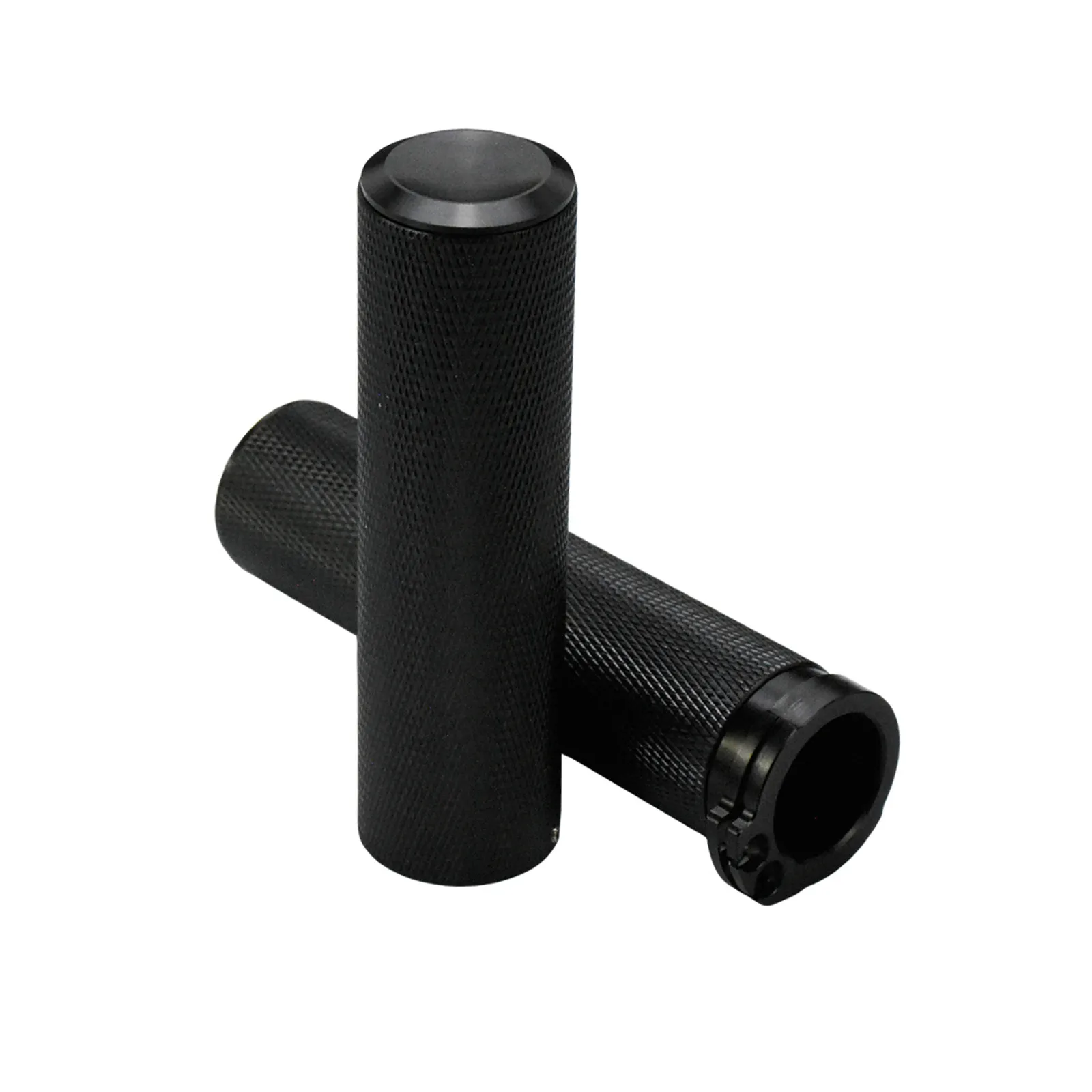 Universal รถจักรยานยนต์ 1''25mm Hand Grips สีดํา/Chrome Handlebar Grip อลูมิเนียมสําหรับ Harley Touring FLHX Sportster XL softail Dyna