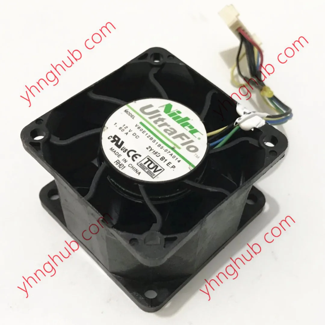 Nidec V60E12BS1B5-07A014 DC 12V 1.60A 60X60X38มม.4สาย Server พัดลมระบายความร้อน