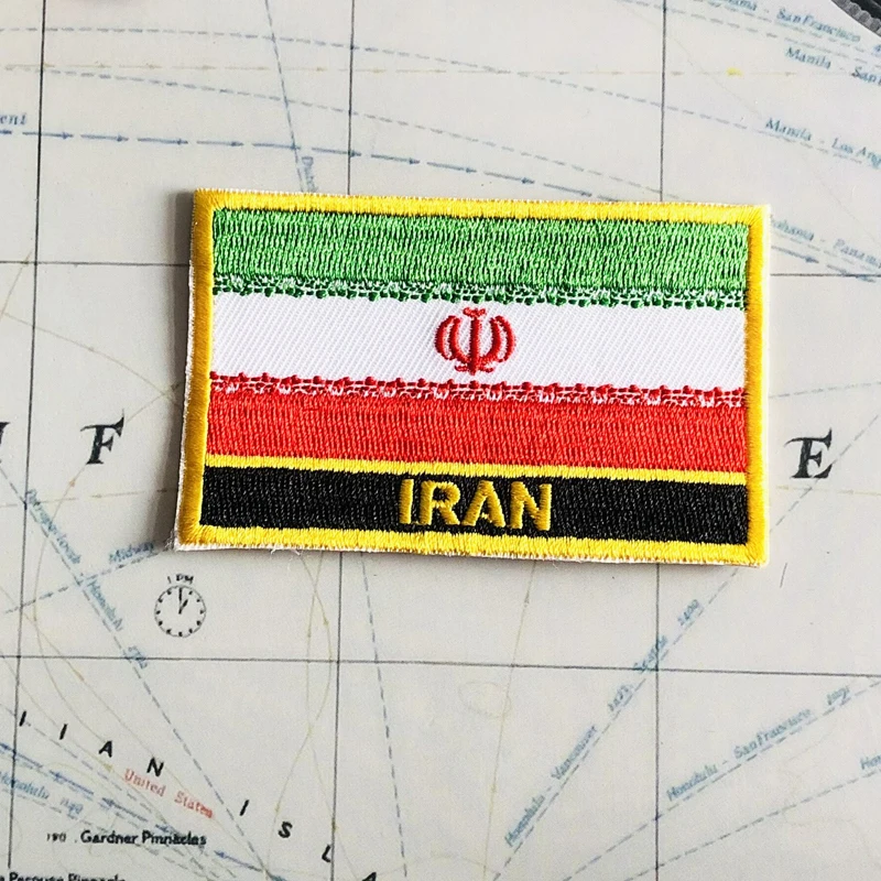 Bandiera nazionale Iran ricamo patch Badge scudo e forma quadrata Pin un Set sulla decorazione zaino bracciale in tessuto