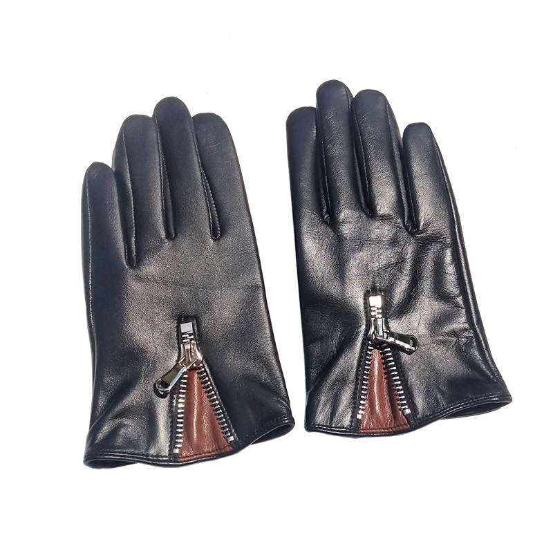 Men\'s Italian Leather Gloves Unlined Touchscreen Luxury Leather Driving Gloves Fashion Zipper Drivers Black Leather Gloves